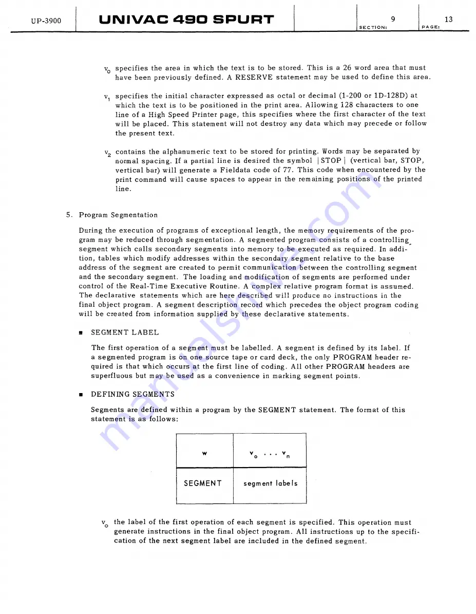 Sperry Rand UNIVAC 490 SPURT General Reference Manual Download Page 171