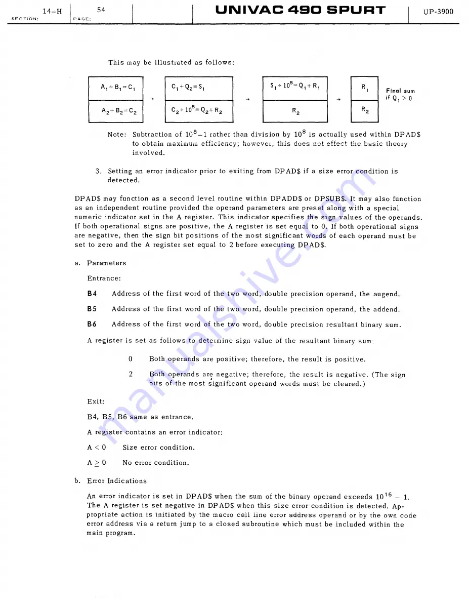 Sperry Rand UNIVAC 490 SPURT General Reference Manual Download Page 288