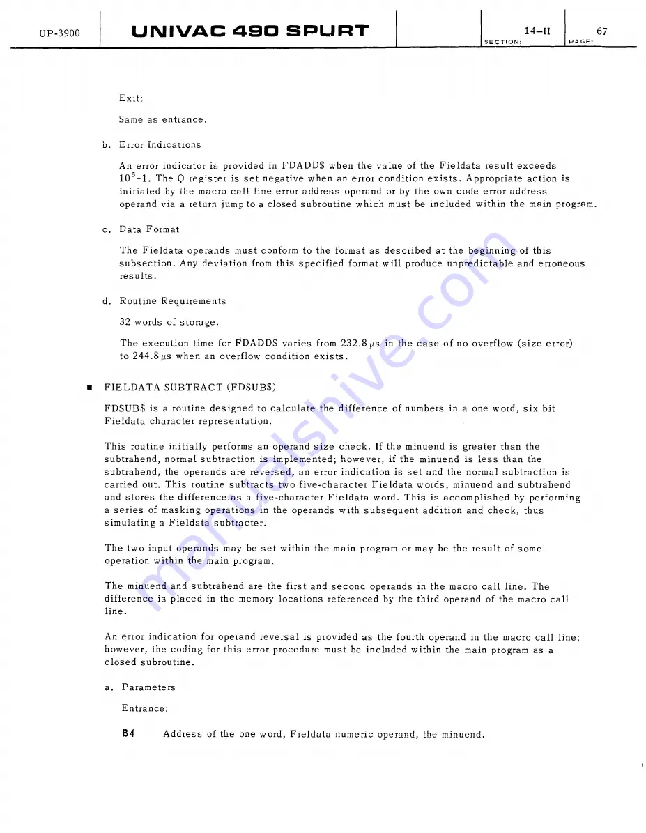 Sperry Rand UNIVAC 490 SPURT General Reference Manual Download Page 301