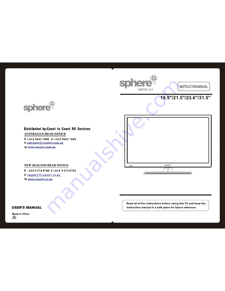 Sphere Onyx S2 Instruction Manual Download Page 1