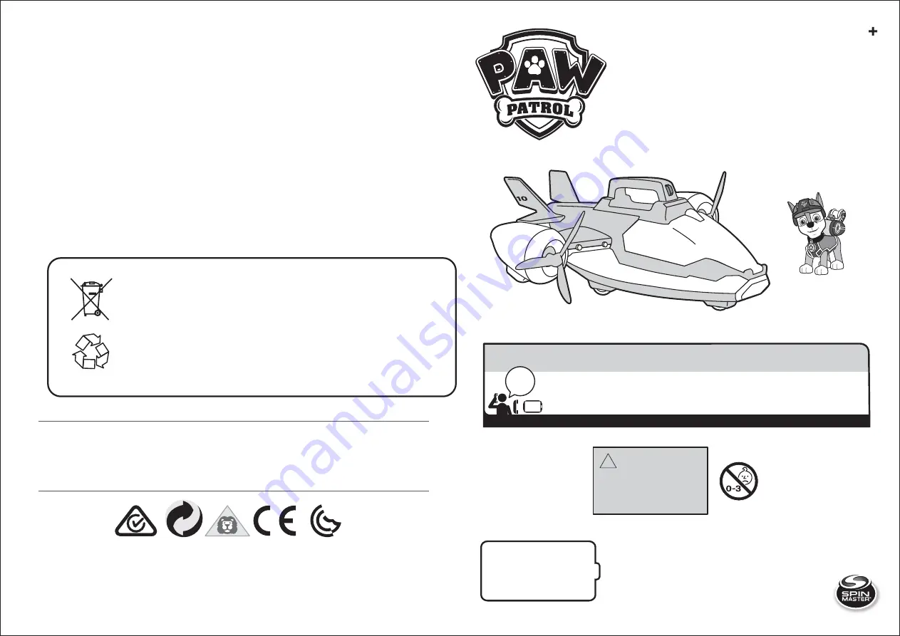 Spin Master PAW PATROL MISSION AIR PATROLLER Instruction Manual Download Page 1