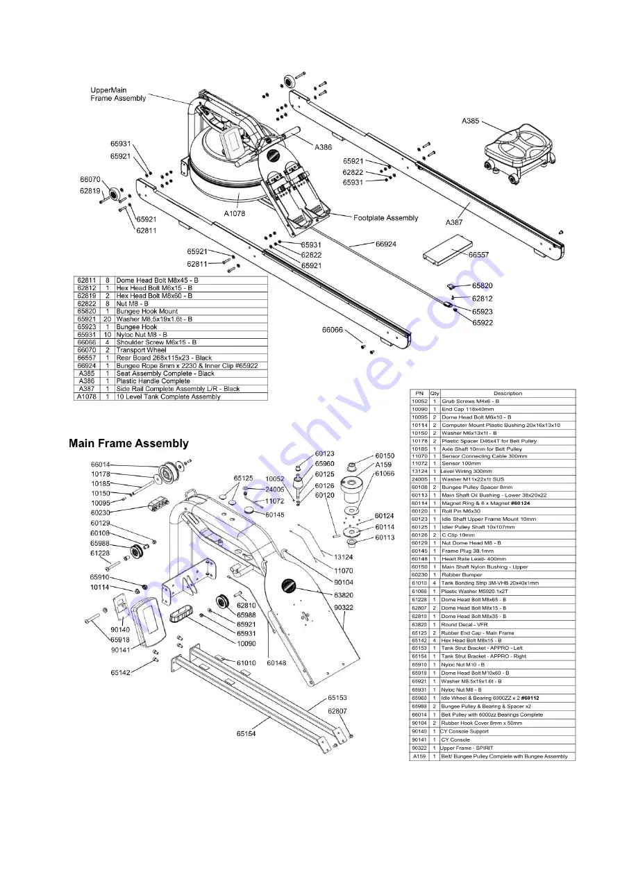 Spirit Fluid Rower 900 Series Owner'S Manual Download Page 42