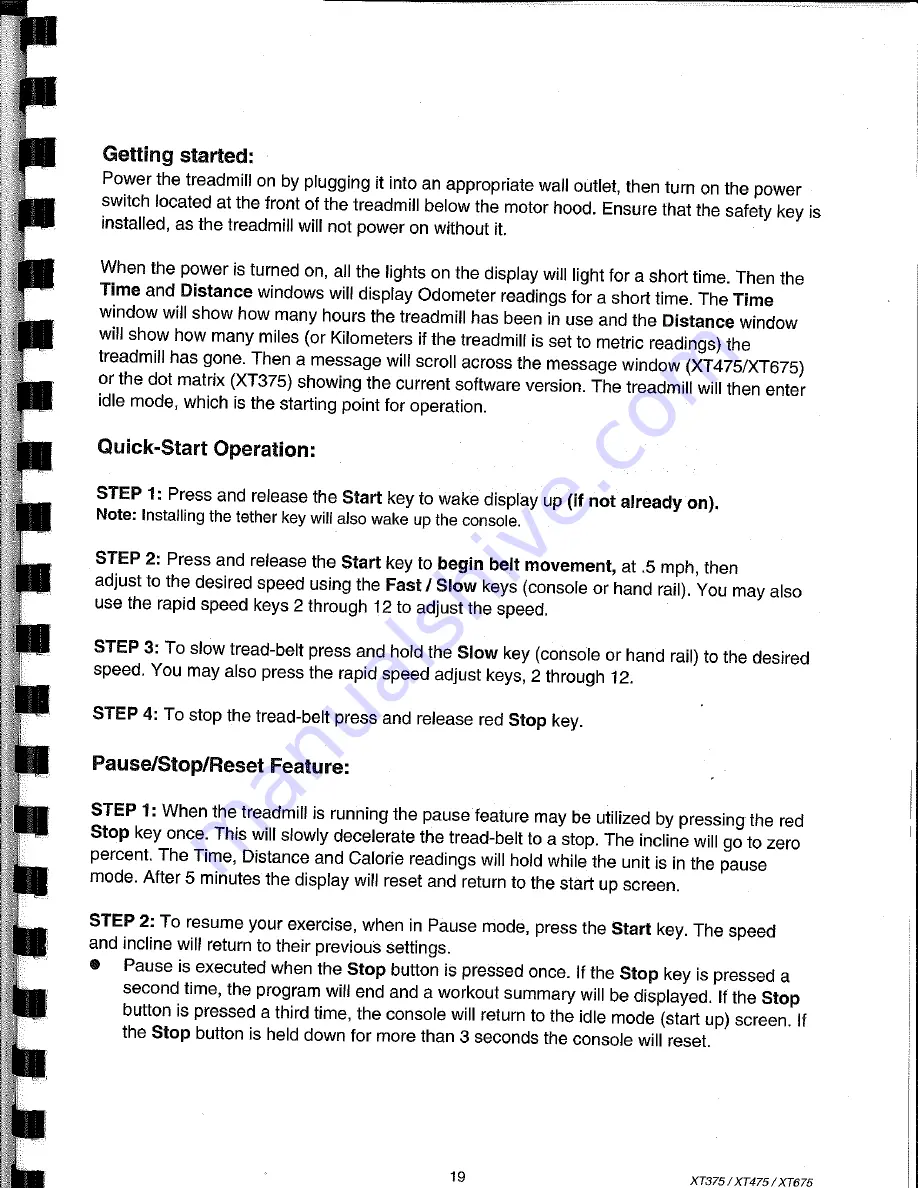 Spirit XT375 Owner'S Manual Download Page 3