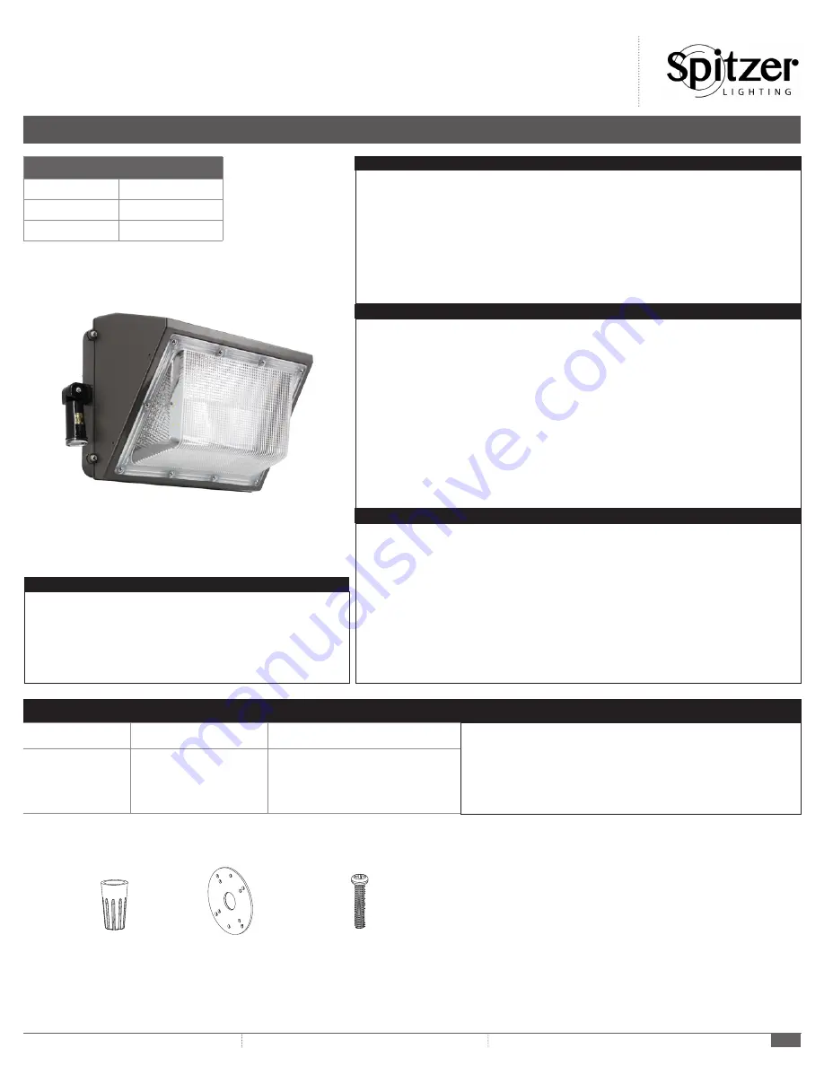 Spitzer LIGHTING WALL PACK Series Скачать руководство пользователя страница 1