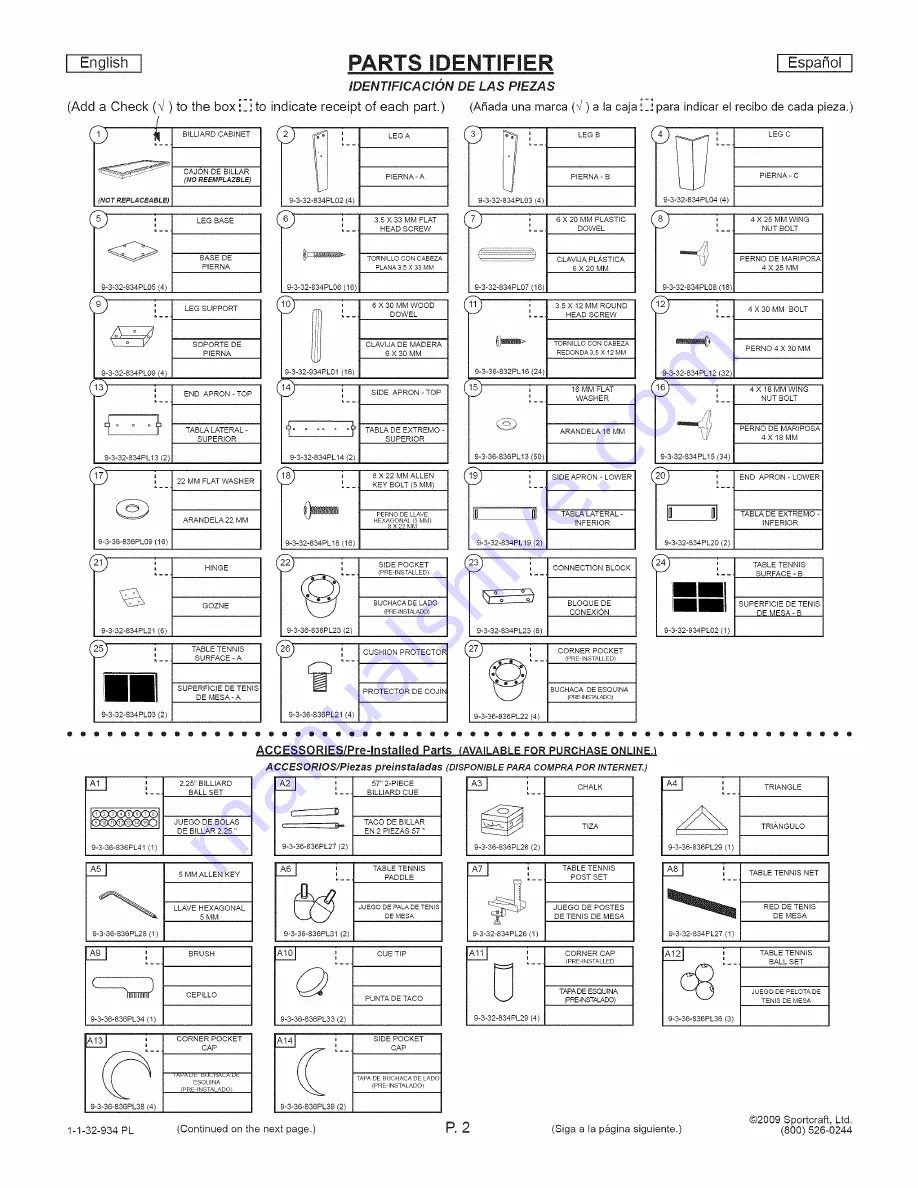 Sportcraft Allendale 1-1-32-934 PL Assembly Instructions And Rules Download Page 3