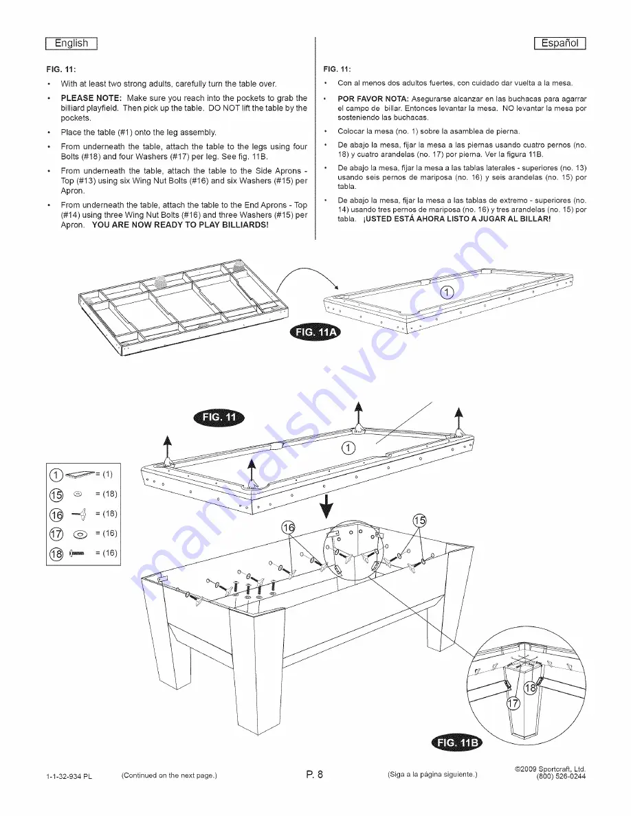 Sportcraft Allendale 1-1-32-934 PL Assembly Instructions And Rules Download Page 9