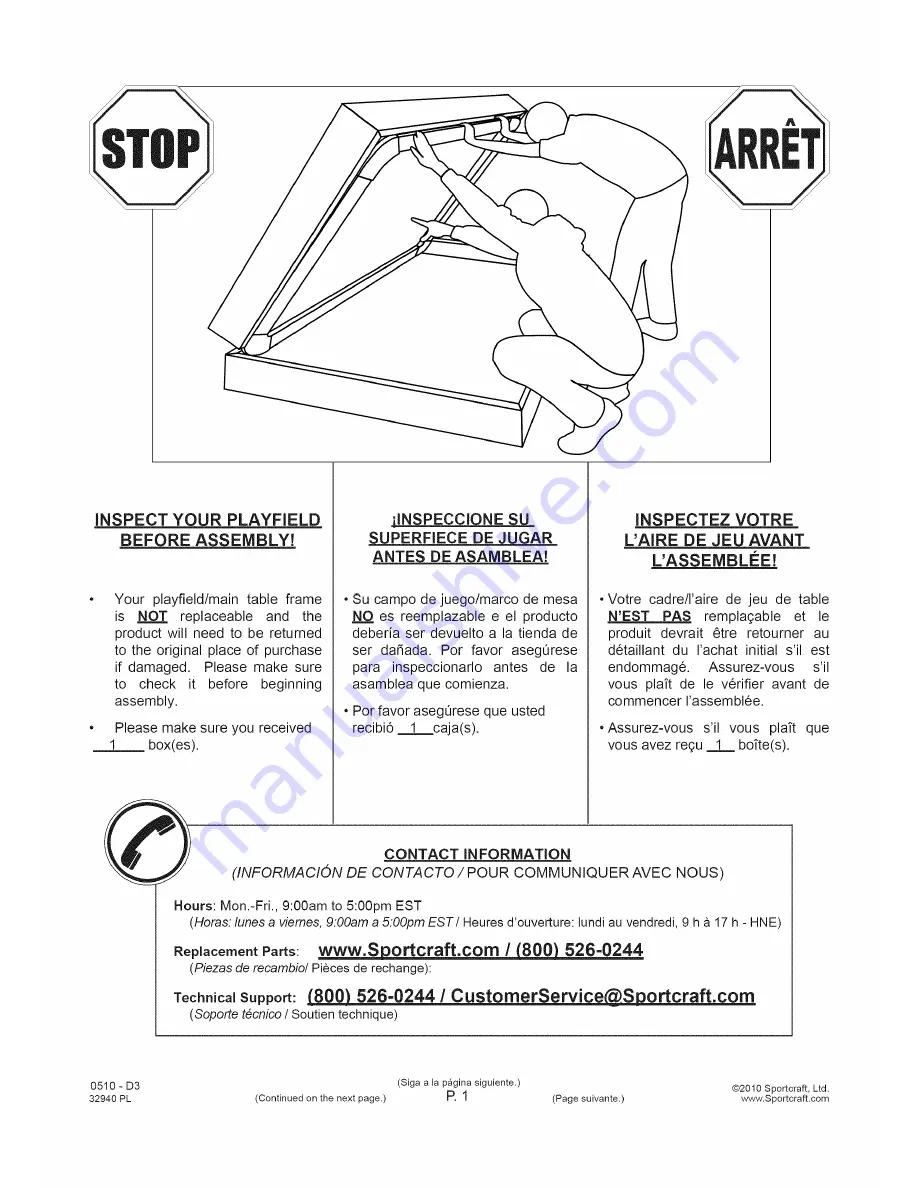 Sportcraft Auburn 32940 PL User Manual Download Page 2