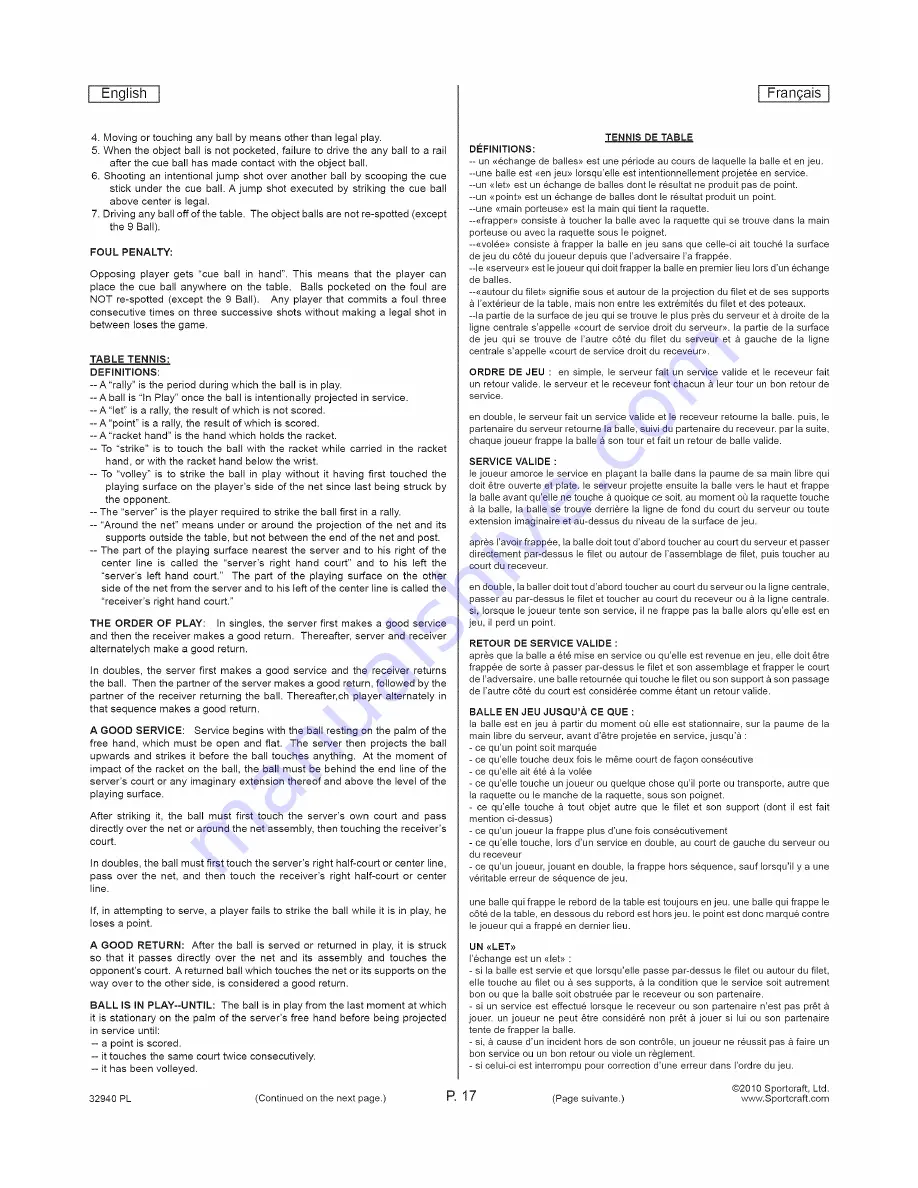 Sportcraft Auburn 32940 PL User Manual Download Page 18