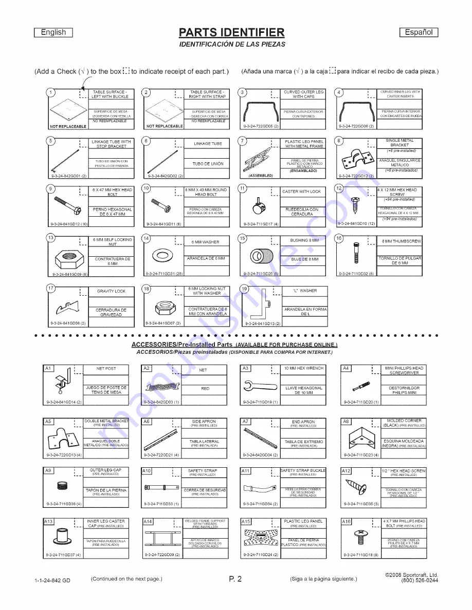 Sportcraft Intrepid 1-1-24-842GD Assembly and Assembly And Instruction Manual Download Page 3