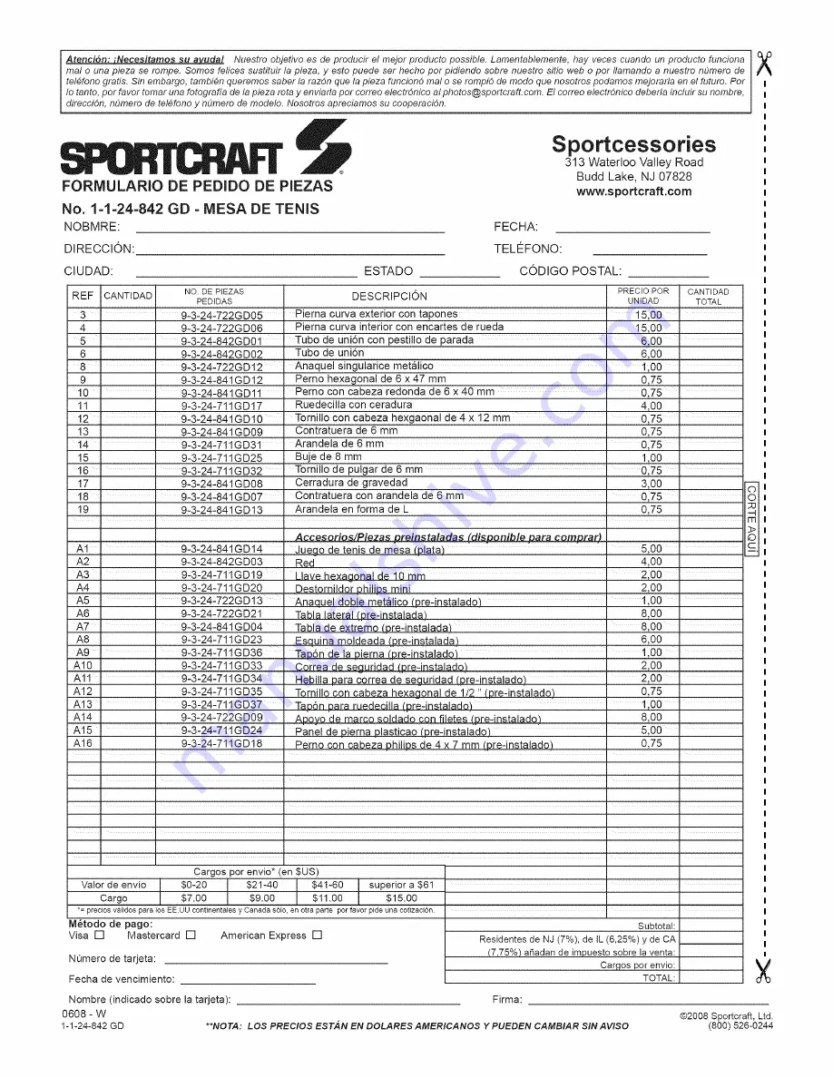 Sportcraft Intrepid 1-1-24-842GD Assembly and Assembly And Instruction Manual Download Page 15