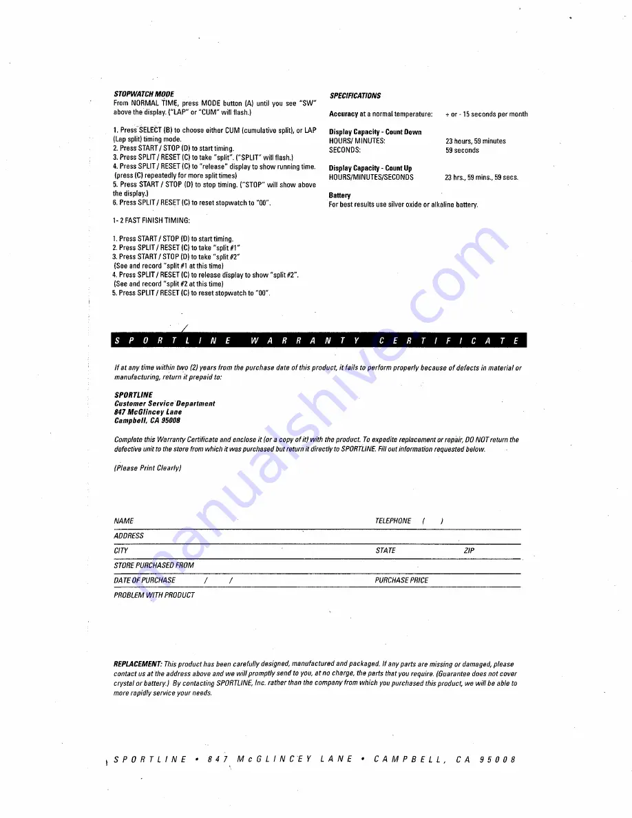 Sportline Jumbo 234 Instructions Download Page 2