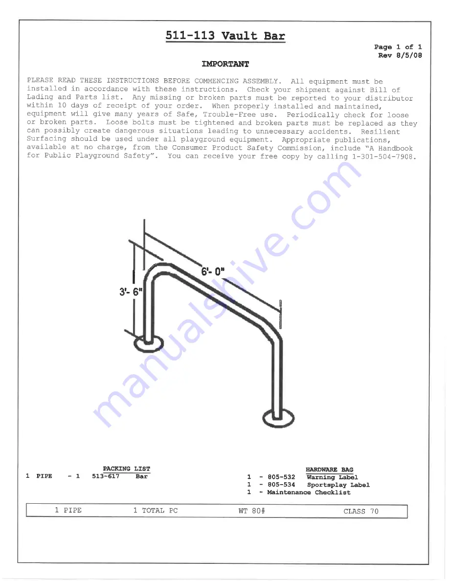 SportsPlay Equipment 511-108 Скачать руководство пользователя страница 5