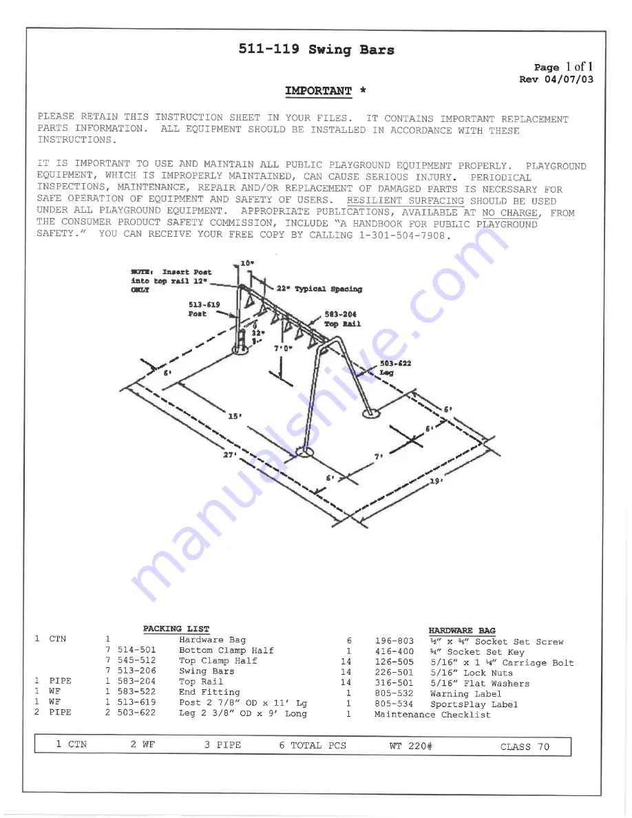 SportsPlay Equipment 511-108 Скачать руководство пользователя страница 8