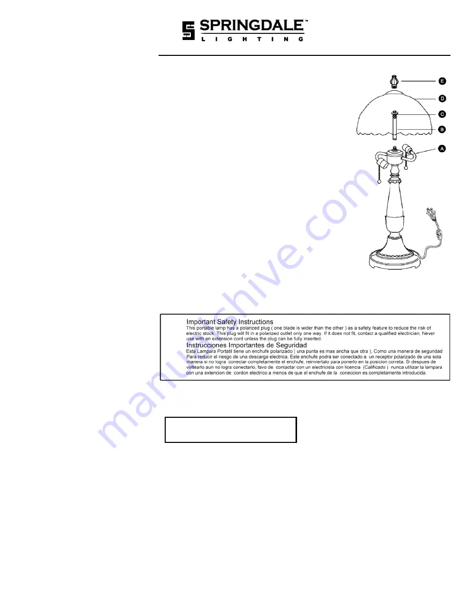 Springdale Lighting SD-TL-P Assembly Instructions Download Page 1