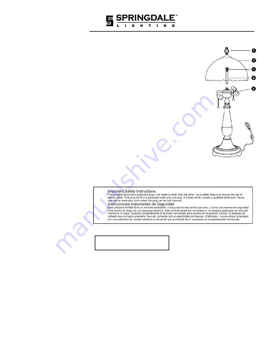 Springdale Lighting SD-TL-P Assembly Instructions Download Page 2