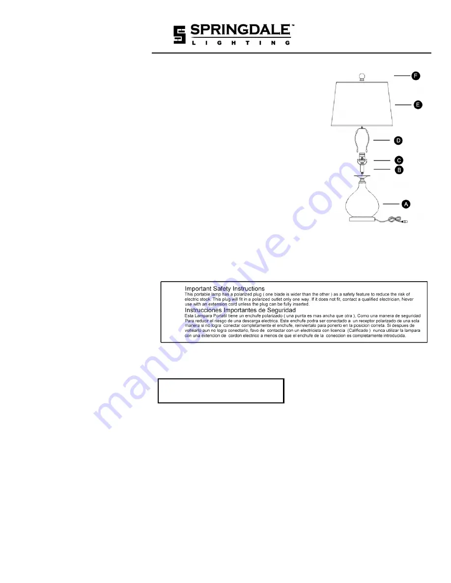 Springdale Lighting SD-TL-SA Скачать руководство пользователя страница 1