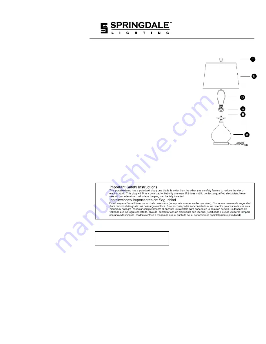 Springdale Lighting SD-TL-SA Скачать руководство пользователя страница 2