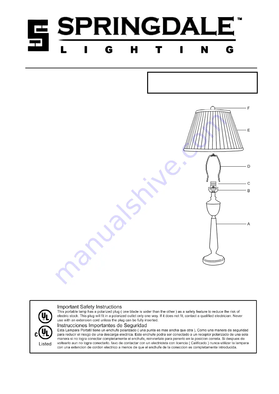 Springdale Lighting SGT11179 Скачать руководство пользователя страница 2