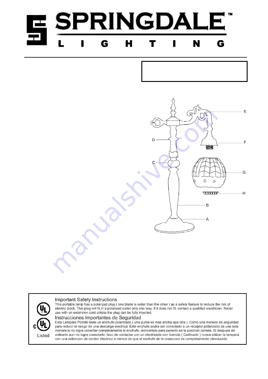 Springdale Lighting STA11147 Assembly Instructions Download Page 1