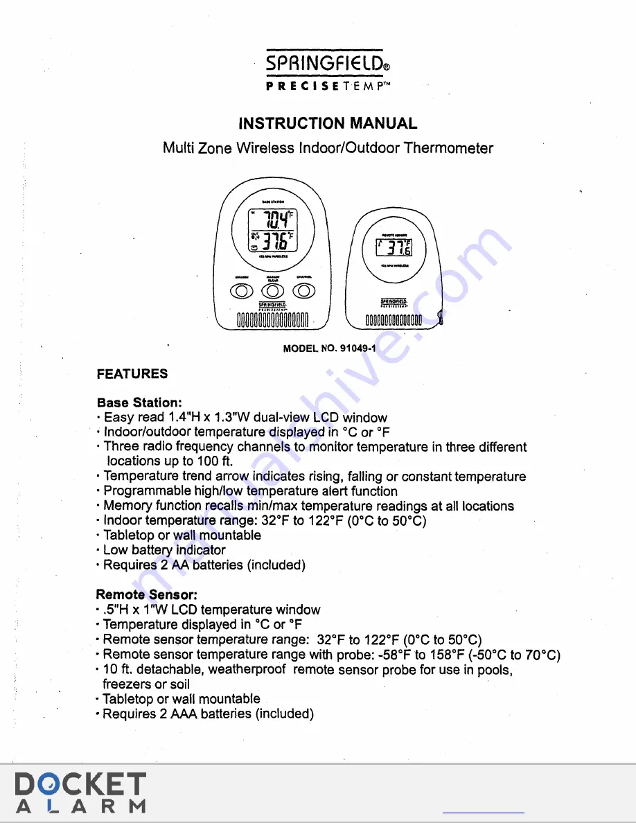 Springfield PRECISETEMP 91049-1 Скачать руководство пользователя страница 2