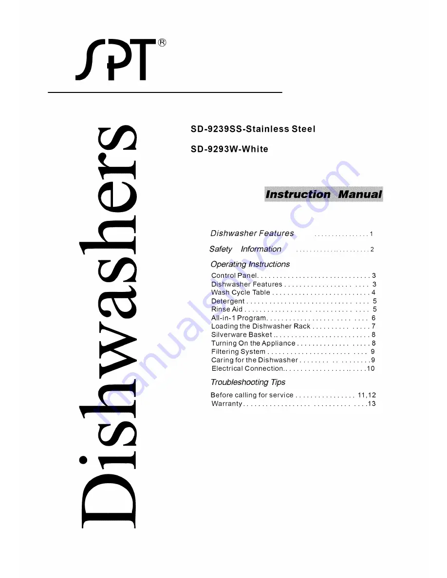 SPT SD-9239SS Instruction Manual Download Page 1