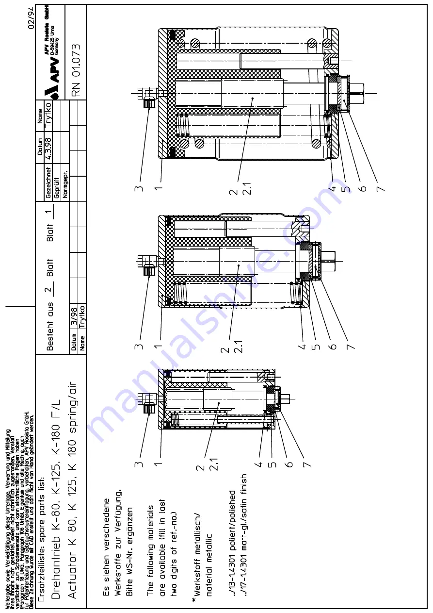 SPX APV DELTA SVS1F DN 125 Operating Manual Download Page 37