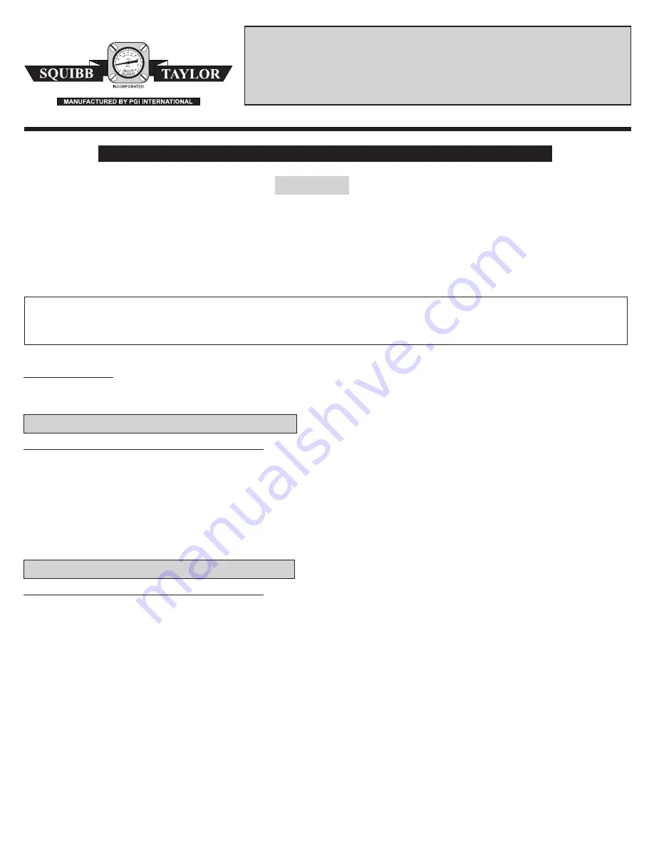 Squibb-Taylor AL404 Installation, Operation, Maintenance, Disassembly And Assembly Instructions Download Page 1