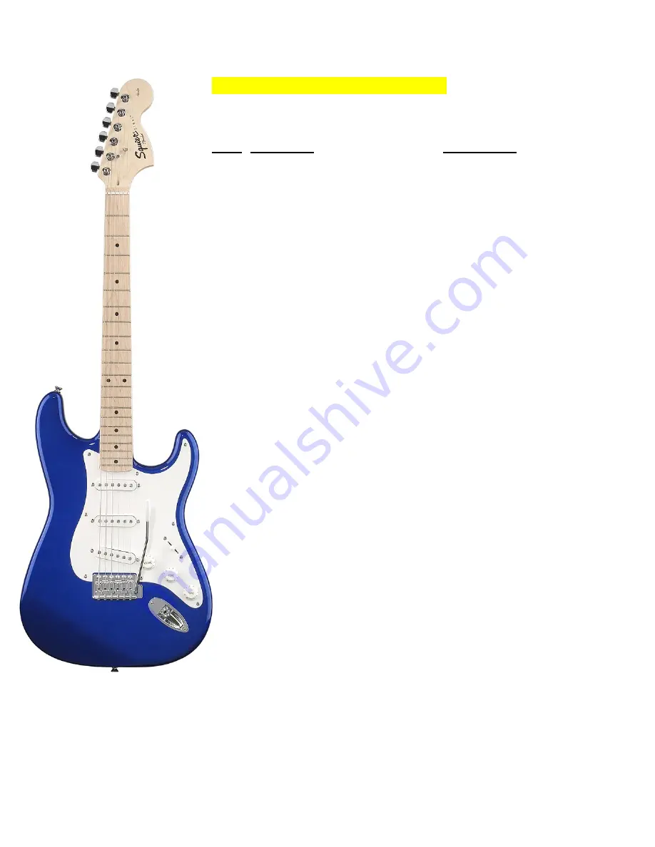 Squier Affinity Strat (Maple) Supplementary Manual Download Page 2