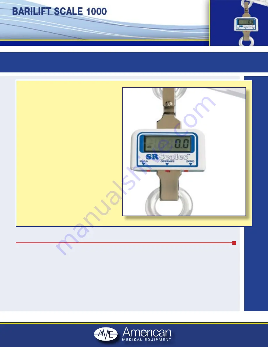 SR Scales Barilift Scale 1000 Quick Start Manual Download Page 1