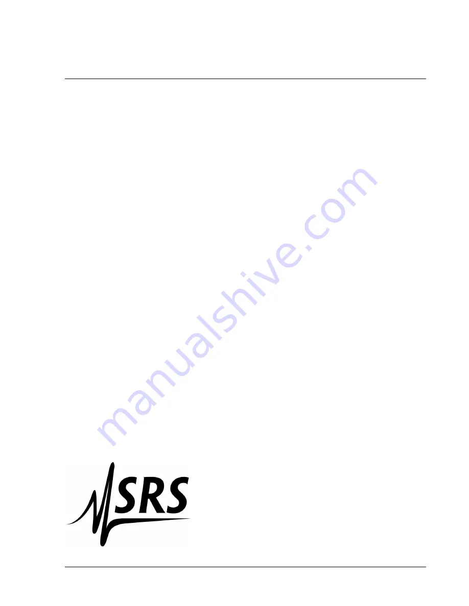 SRS Labs Nitrogen Laser NL100 Operation And Service Manual Download Page 1