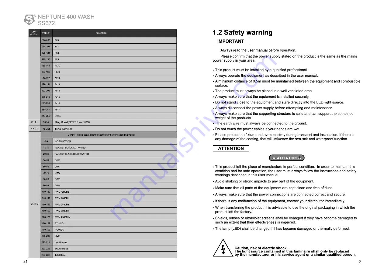 SSP NEPTUNE 400 WASH User Manual Download Page 3