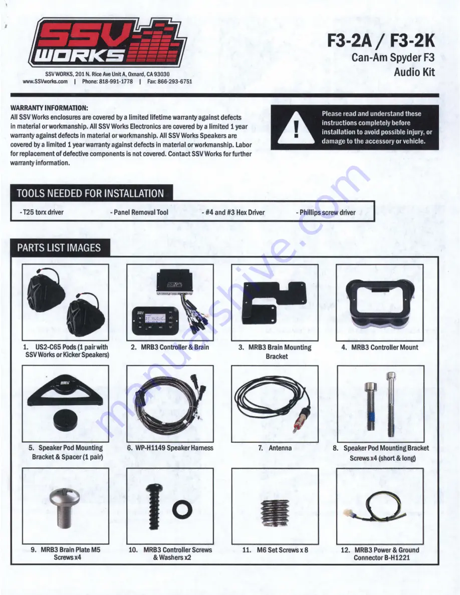 SSV Works F3-2A Manual Download Page 1