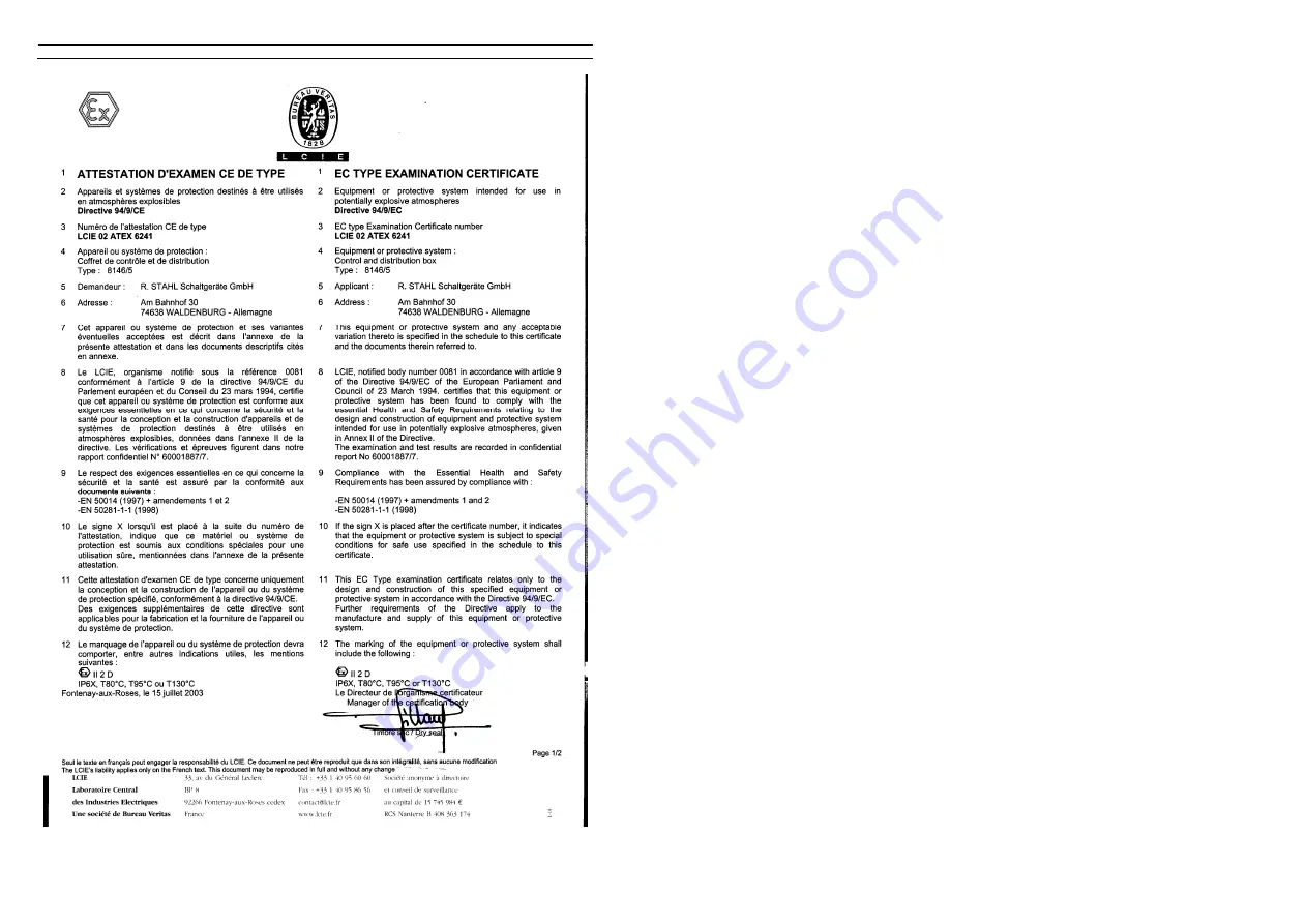 Stahl 8146/5 Series Operating Instructions Manual Download Page 21