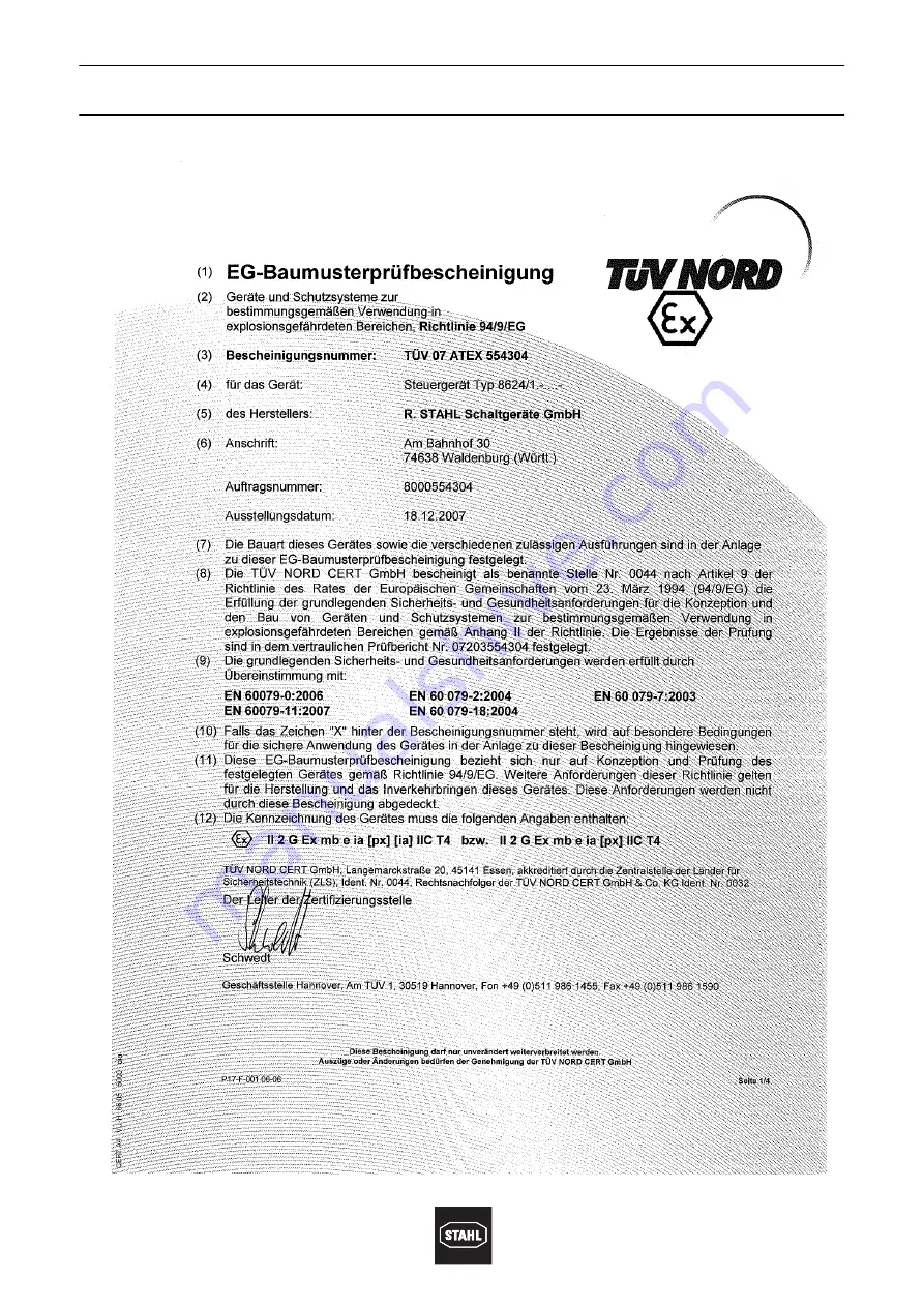 Stahl 8624-1 Operating Instructions Manual Download Page 29