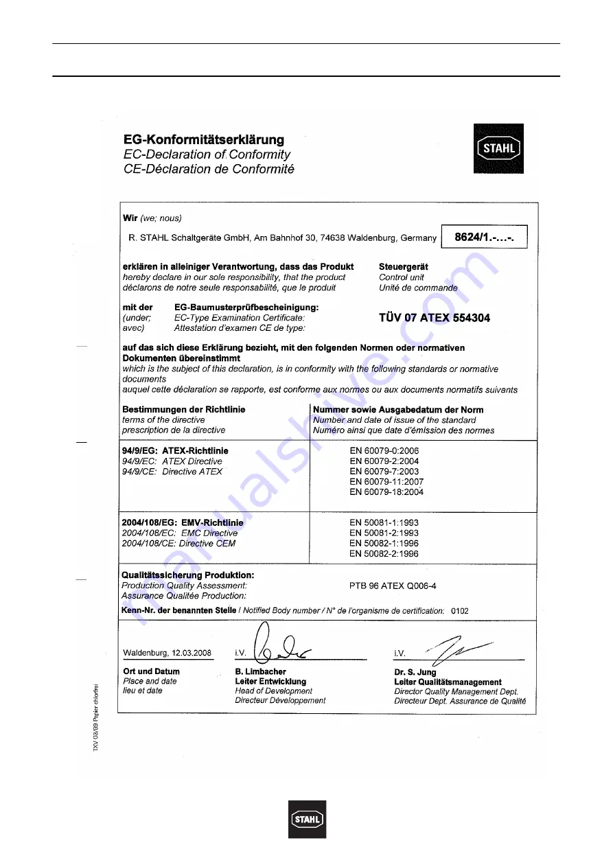 Stahl 8624-1 Operating Instructions Manual Download Page 57