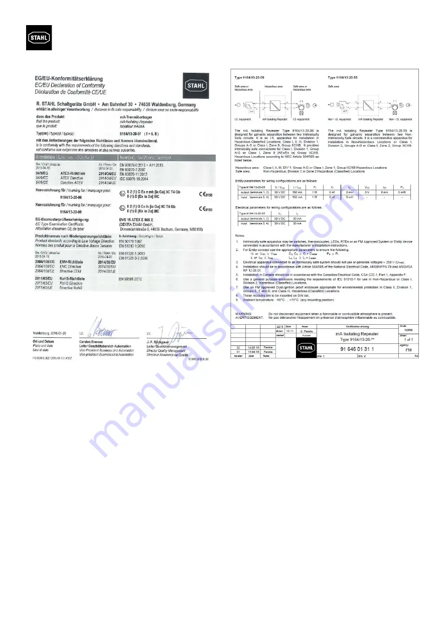 Stahl 9164/13-20-0 Series Operating Instructions Download Page 4