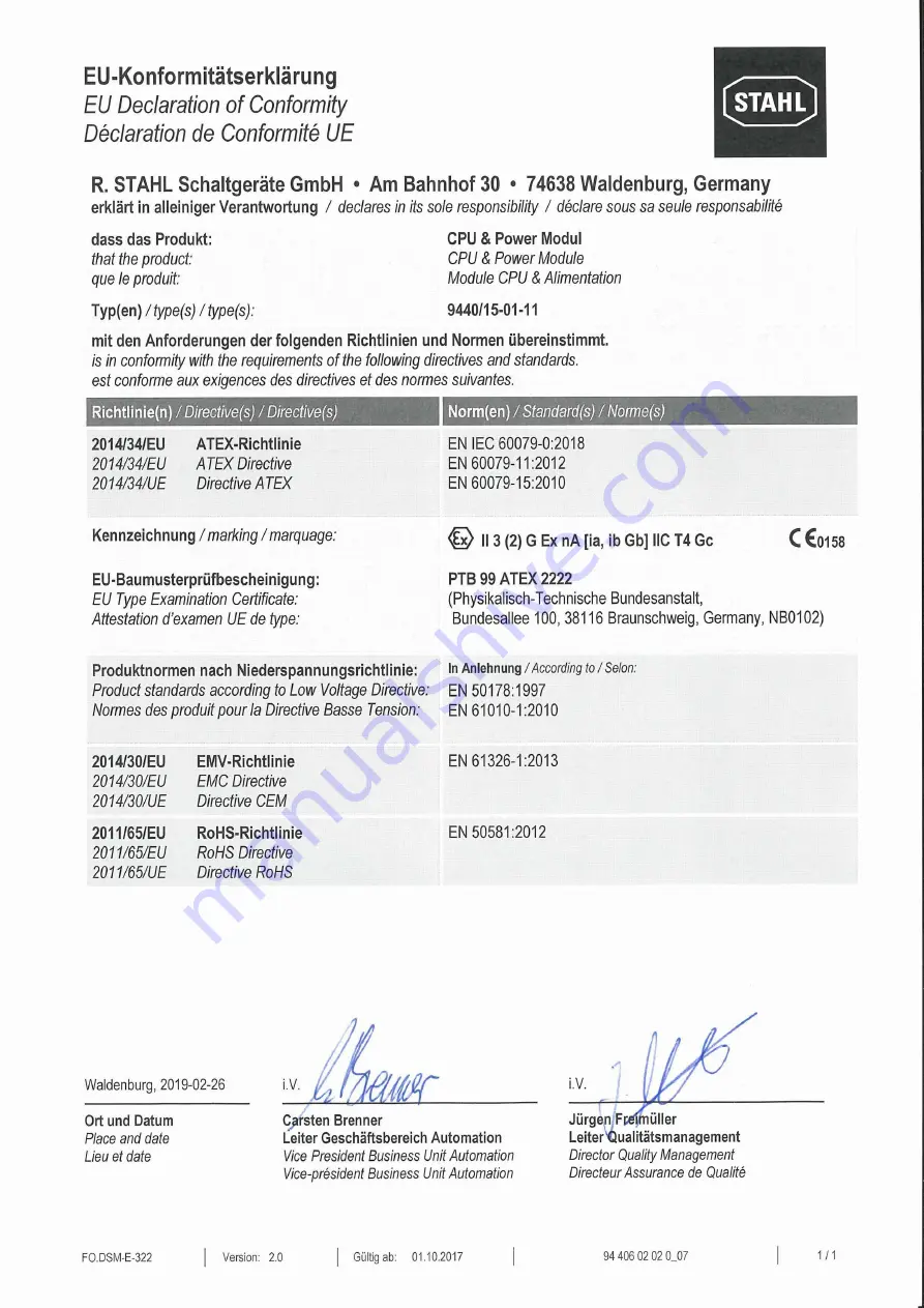 Stahl 9440/15 Series Operating Instructions Manual Download Page 47