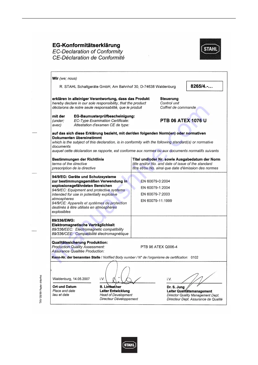 Stahl GUBox 8265/0 Series Operating Instructions Manual Download Page 25