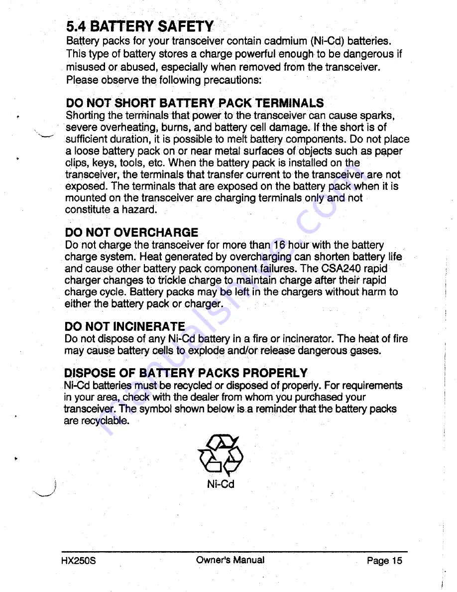 Standart Horizont HX250S Owner'S Manual Download Page 17