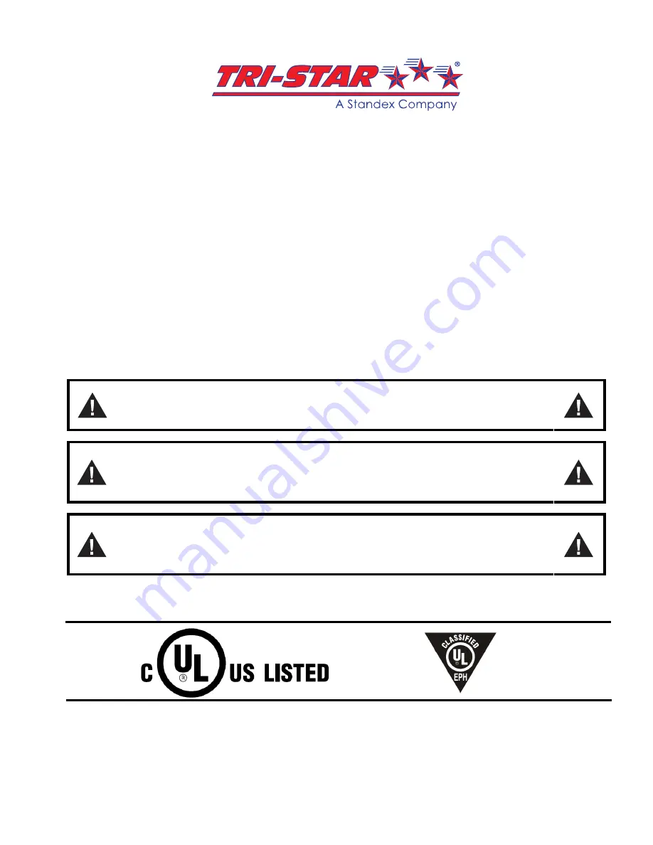 Standex TRI-STAR CO11-E Installation And Operating Instructions Manual Download Page 1