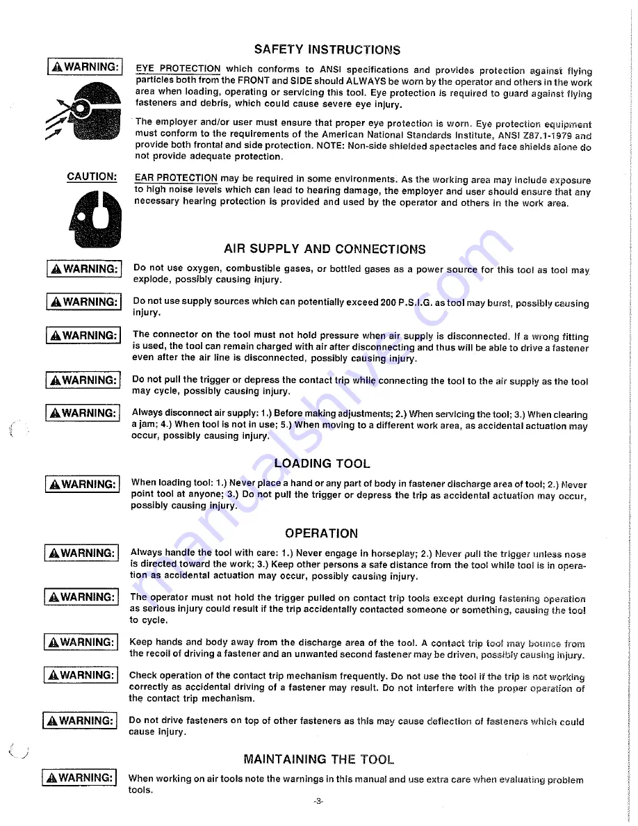 Stanley Bostitch N80S Operation And Maintenance Manual Download Page 3