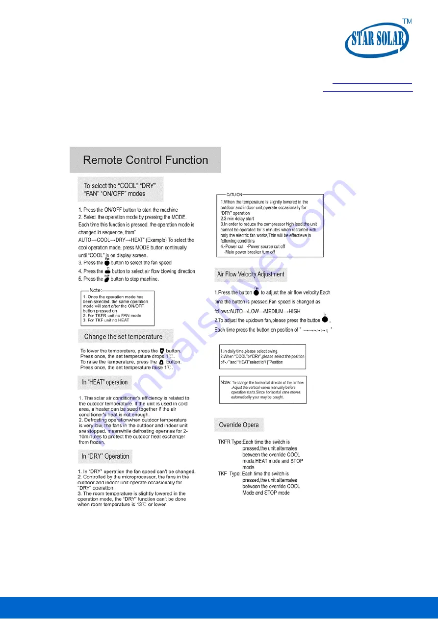 Star Solar TKF-26GW Installation And Operation Instruction Manual Download Page 19