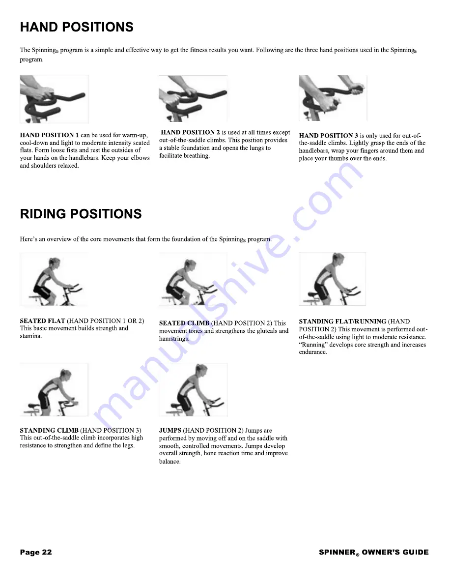 Star Trac Spinner NXT Owner'S Manual Download Page 22