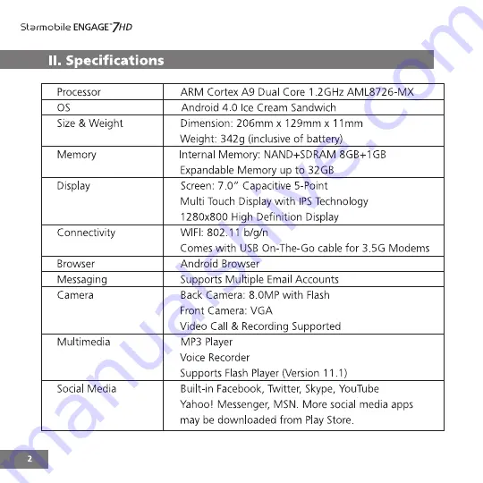 Starmobile Engage 7 HD Скачать руководство пользователя страница 6