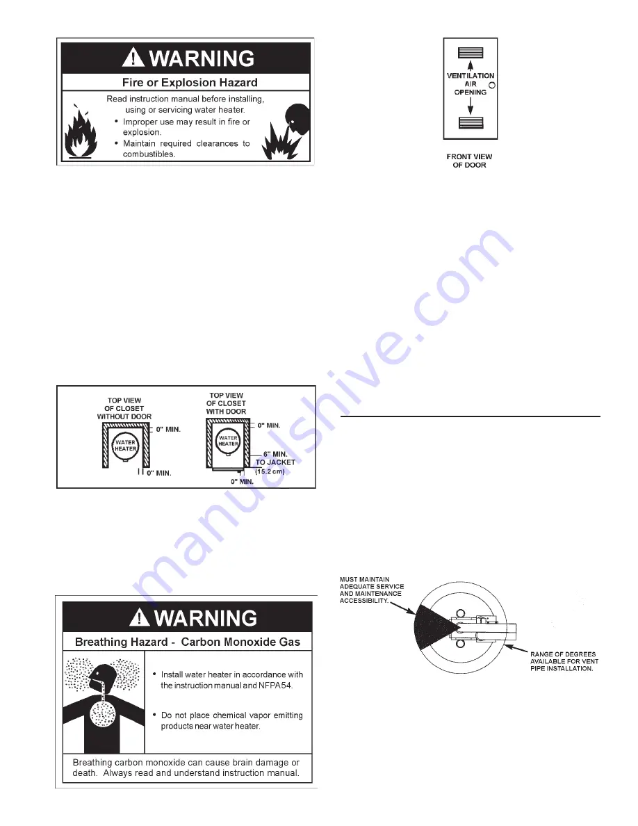 State Water Heaters Power Direct Vented Gas models Instruction Manual Download Page 9