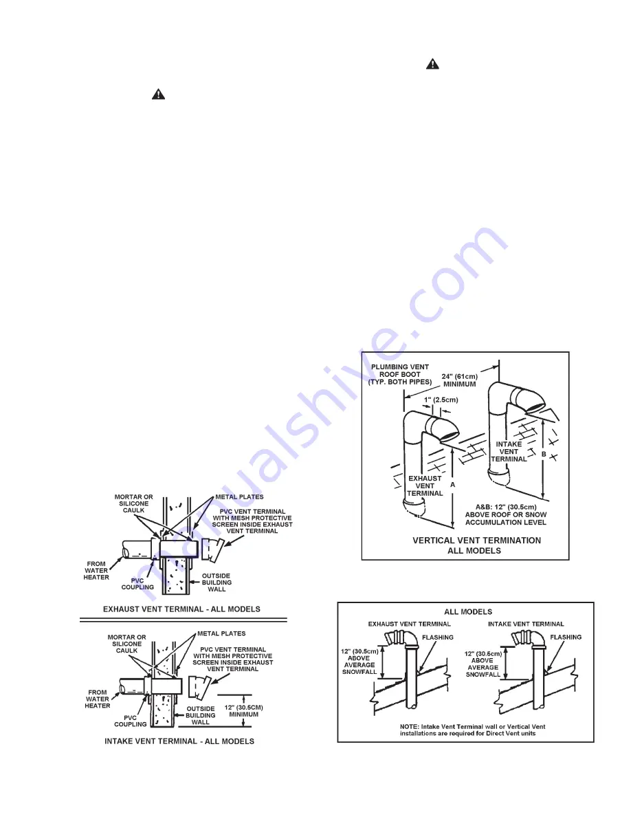 State Water Heaters Power Vent/Power Direct Vent Gas Models Instruction Manual Download Page 21