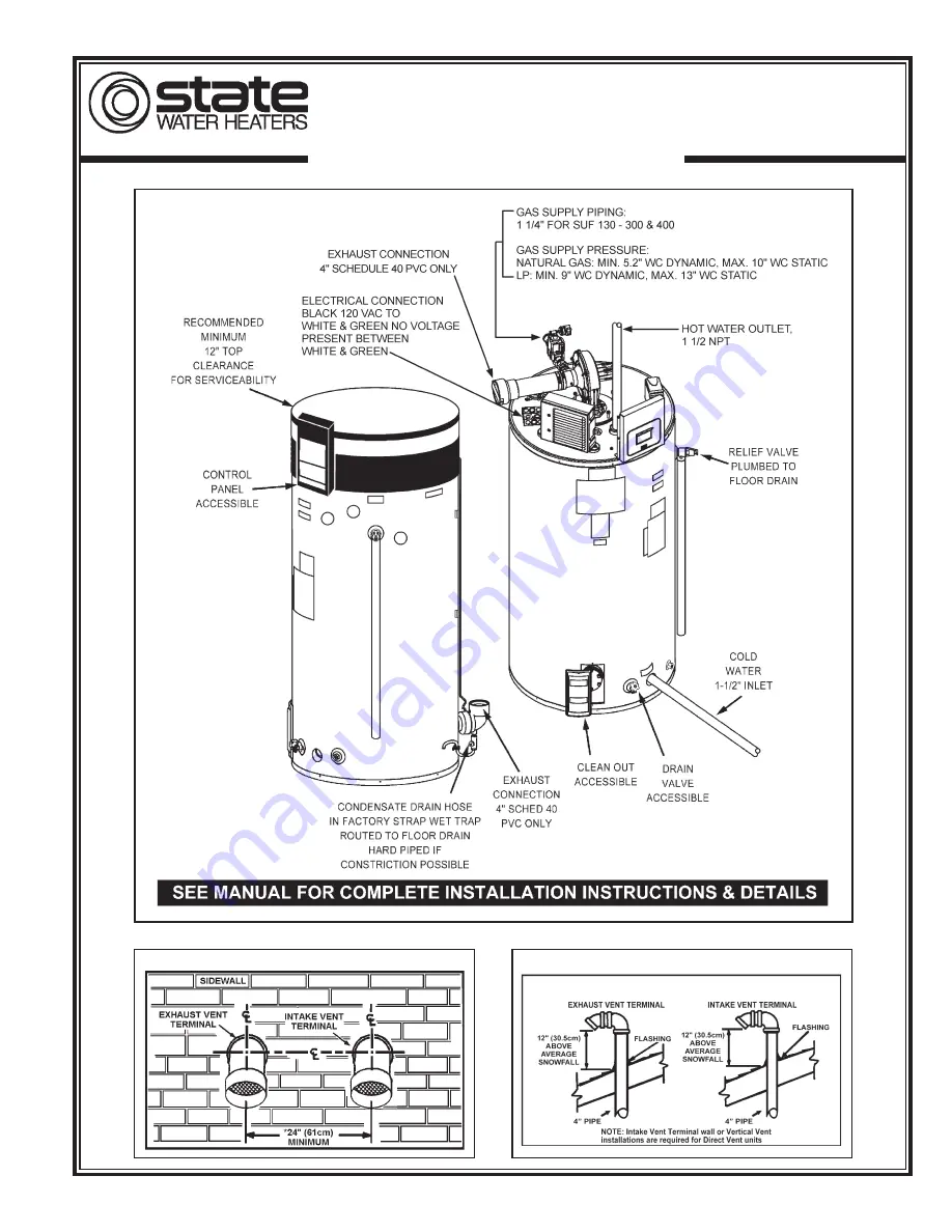 State Water Heaters SUF 130-300/400 Скачать руководство пользователя страница 1