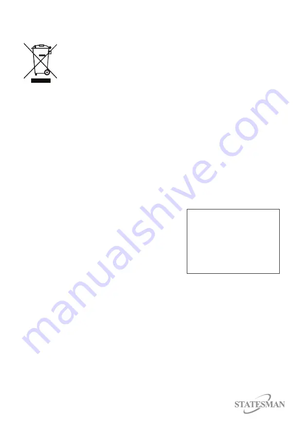 STATESMAN GH75GB Instruction Manual Download Page 19