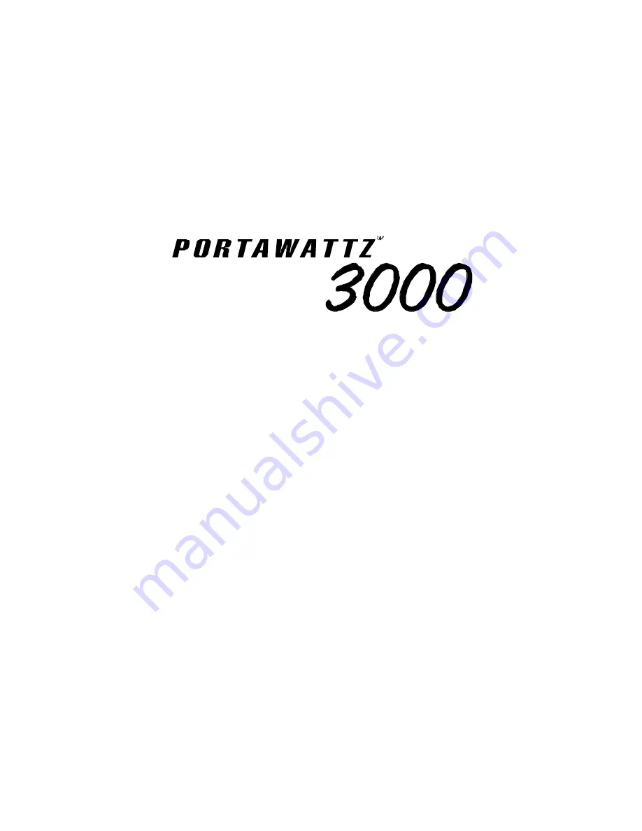 Statpower Portawattz 3000 Owner'S Manual Download Page 1