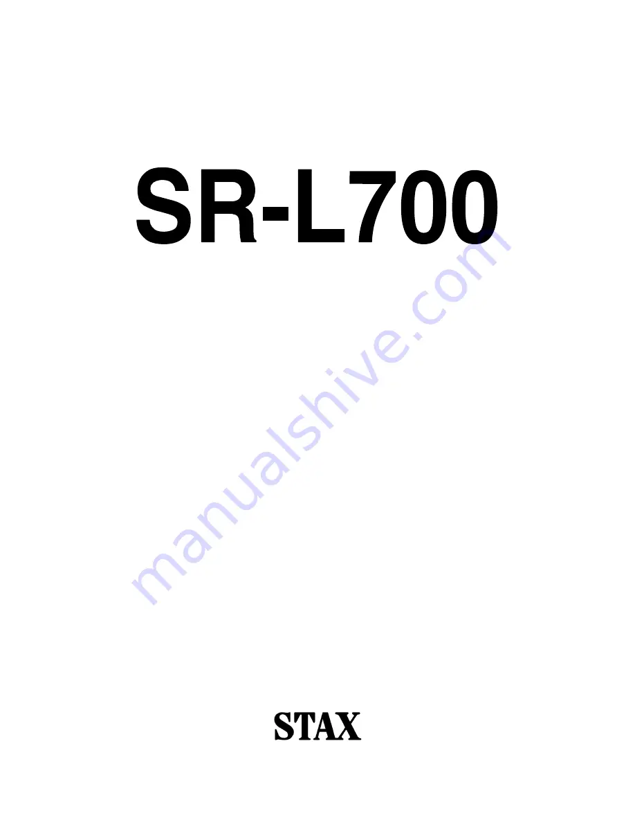 STAX SR-L700 Owner'S Manual Download Page 1